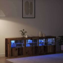 Berkfield Home Sideboard with LED Lights Old Wood 202x37x67 cm Engineered Wood in Brown - Size: 202 x 37 x 67 cm - thumbnail 5