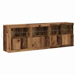 Berkfield Home Sideboard with LED Lights Old Wood 202x37x67 cm Engineered Wood in Brown - Size: 202 x 37 x 67 cm - thumbnail 3