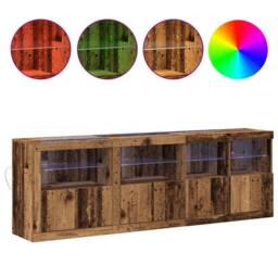 Berkfield Home Sideboard with LED Lights Old Wood 202x37x67 cm Engineered Wood in Brown - Size: 202 x 37 x 67 cm - thumbnail 4