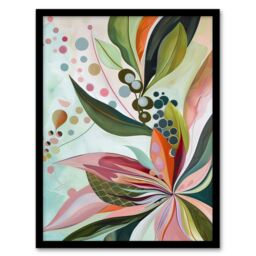 "Artery8 Abstract Tropical Exotic Leaves Floral Painting Framed Art Print - Size: W12"" x H16""" - thumbnail 1