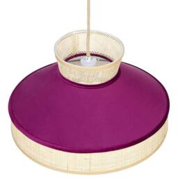 Wyld and Coco Rattan Pendant Lamp with Pink Velvet Shade in Natural - thumbnail 4