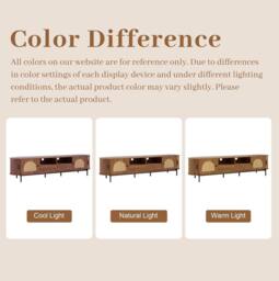 STILVORA TV Cabinet with Rattan, Sliding Doors & Drawers in Walnut - thumbnail 7