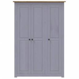 Berkfield Home Stylish 3-Door Wardrobe Grey 118x50x171.5 cm Pine Panama Range - thumbnail 4