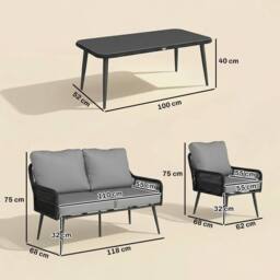 OUTSUNNY Garden Furniture Set, Tempered Glass with 3 Chairs in Black - thumbnail 3
