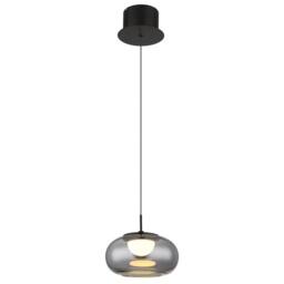 Netlighting Quintara Dome Pendant Matt Black Smoke Glass Shade LED 3000K - thumbnail 1