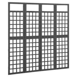 Berkfield Home 4-Panel Room Divider/Trellis Solid Fir Wood Black 161x180 cm