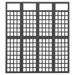 Berkfield Home 4-Panel Room Divider/Trellis Solid Fir Wood Black 161x180 cm - thumbnail 3