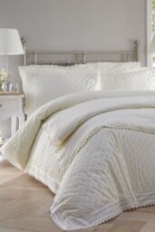 Portfolio Home Broderie Anglaise Duvet Cover Set in Cream - Size: Super King - thumbnail 1