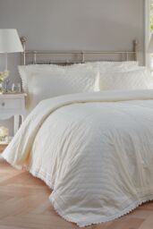 Portfolio Home Broderie Anglaise Duvet Cover Set in Cream - Size: Super King - thumbnail 2
