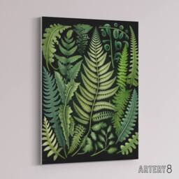 "Artery8 Ernst Haeckel Inspired Fern Leaf Fronds Canvas Wall Art Print in Green - Size: W18"" x H24""" - thumbnail 2