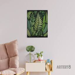"Artery8 Ernst Haeckel Inspired Fern Leaf Fronds Canvas Wall Art Print in Green - Size: W18"" x H24""" - thumbnail 3