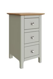 FWStyle Slim 3 Drawer Bedside Table Nightstand Oak Veneer Painted Finish Sage Green - thumbnail 2