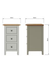 FWStyle Slim 3 Drawer Bedside Table Nightstand Oak Veneer Painted Finish Sage Green - thumbnail 5