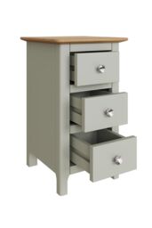 FWStyle Slim 3 Drawer Bedside Table Nightstand Oak Veneer Painted Finish Sage Green - thumbnail 3