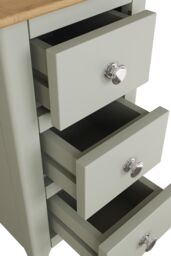 FWStyle Slim 3 Drawer Bedside Table Nightstand Oak Veneer Painted Finish Sage Green - thumbnail 4