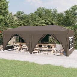 Berkfield Home Folding Party Tent with Sidewalls Taupe 3x6 m in Beige - thumbnail 1