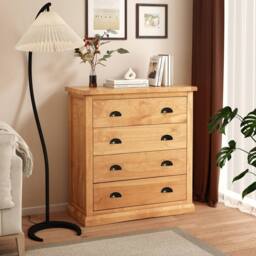 Cabinet Bits Lucca 4 Drawer Chest of Drawers Brass Cup Handle in Light Brown - thumbnail 1
