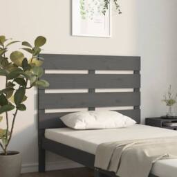 Berkfield Home Headboard Grey 100x3x80 cm Solid Wood Pine - Size: 100 x 3 x 80 cm - thumbnail 2