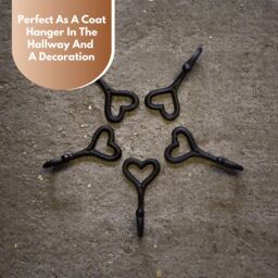 Marco Paul Set of 5 iron Wall Mounted Love Heart Coat Rack & Hooks Home Décor in Black - thumbnail 5