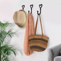 Marco Paul Set of 5 iron Wall Mounted Love Heart Coat Rack & Hooks Home Décor in Black - thumbnail 6