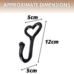 Marco Paul Set of 5 iron Wall Mounted Love Heart Coat Rack & Hooks Home Décor in Black - thumbnail 3