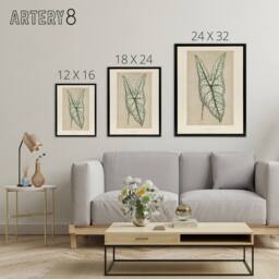 "Artery8 Vintage Botanical Caladium Belleymel Leaf Fawcett Framed Canvas Art in Beige - Size: W24"" x H32""" - thumbnail 4