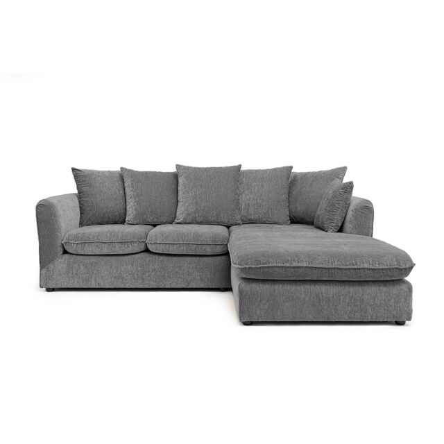 Abakus Direct Lucas Water Repellent Velvet Chenille Left Facing Corner Sofa in Graphite in Stone - image 1
