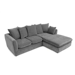 Abakus Direct Lucas Water Repellent Velvet Chenille Left Facing Corner Sofa in Graphite in Stone - thumbnail 3