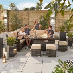 Direct Wicker 7 Seater Outdoor Garden Rattan Corner Sofa Set with Fire Pit Table, Brown - Size: 4 Pack - thumbnail 7