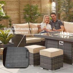 Direct Wicker 7 Seater Outdoor Garden Rattan Corner Sofa Set with Fire Pit Table, Brown - Size: 4 Pack - thumbnail 3