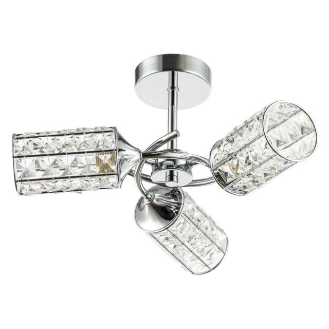 Happy Homewares Modern Ceiling Light with Cylindrical Acrylic Beaded Shades in Silver - image 1