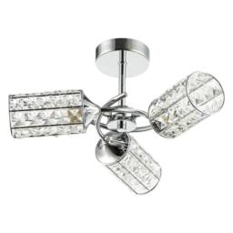 Happy Homewares Modern Ceiling Light with Cylindrical Acrylic Beaded Shades in Silver - thumbnail 1