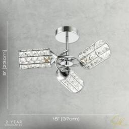 Happy Homewares Modern Ceiling Light with Cylindrical Acrylic Beaded Shades in Silver - thumbnail 7