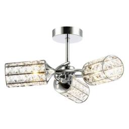 Happy Homewares Modern Ceiling Light with Cylindrical Acrylic Beaded Shades in Silver - thumbnail 4