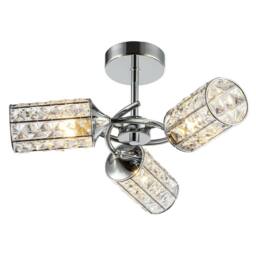 Happy Homewares Modern Ceiling Light with Cylindrical Acrylic Beaded Shades in Silver - thumbnail 3