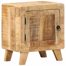 Berkfield Home Bedside Cabinet 40x32x46 cm Solid Wood Rough Mango in Brown - Size: 40 x 32 x 46 cm - thumbnail 1