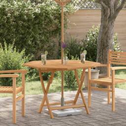 Berkfield Home Beautiful Folding Garden Table 120x120x75 cm Solid Wood Teak in Brown - Size: 120 x 120 x 75 cm - thumbnail 2