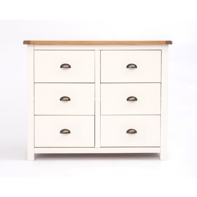 Cabinet Bits Lovere 6 Drawer Chest of Drawers Brass Cup Handle in Off-White - image 1