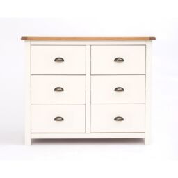Cabinet Bits Lovere 6 Drawer Chest of Drawers Brass Cup Handle in Off-White