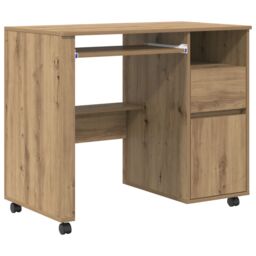 Berkfield Home Artisan Oak Computer Desk Artisan oak Engineered wood Medium in Brown - thumbnail 2