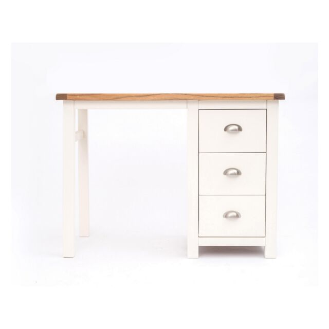 Cabinet Bits Lovere 3 Drawer Desk - Dressing Table Chrome Cup Handle in Off-White - image 1