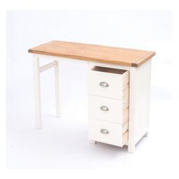 Cabinet Bits Lovere 3 Drawer Desk - Dressing Table Chrome Cup Handle in Off-White - thumbnail 4