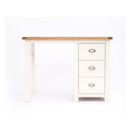 Cabinet Bits Lovere 3 Drawer Desk - Dressing Table Chrome Cup Handle in Off-White - thumbnail 1