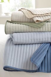 Catherine Lansfield 'Stripe' Quilted Reversible Bedspread in Blue - thumbnail 4