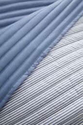 Catherine Lansfield 'Stripe' Quilted Reversible Bedspread in Blue - thumbnail 2