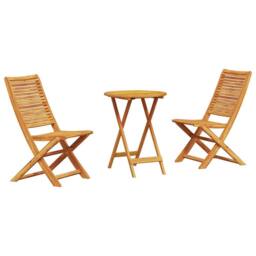 Berkfield Home 3 Piece Folding Bistro Set - Solid Acacia Wood in Brown