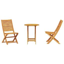 Berkfield Home 3 Piece Folding Bistro Set - Solid Acacia Wood in Brown - thumbnail 7