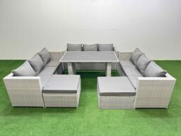 Fimous Patio Outdoor Garden Furniture Sets with 2 Big Stool Light Grey - thumbnail 1