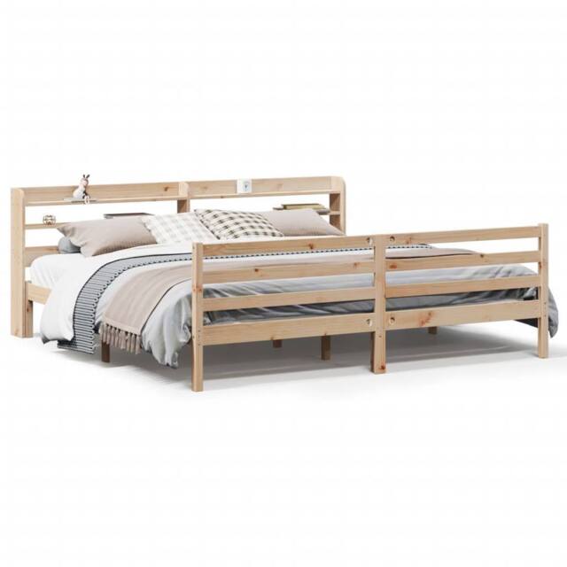 Berkfield Home Bed Frame with Headboard without Mattress 200x200 cm in Light Tan - image 1