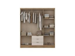Vente-unique Wardrobe With 6 Doors & 3 Drawers - W180 Cm - Beige & Natural - thumbnail 7
